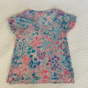 Lilly Pulitzer Linen Inara Serene Blue Gypsea Top small